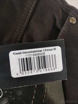 Kožené kalhoty hnědé Velours, vel. 50 - 2