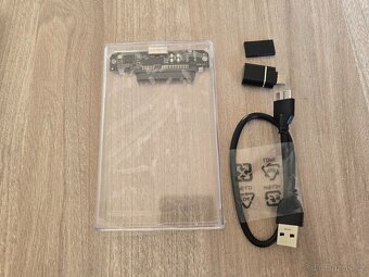 HDD průhledný box 2,5 SATA USB 3 nový + adaptér - 2