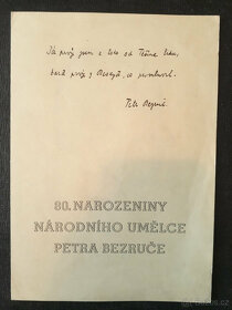 Petr Bezruč - výroční list, známka Brno, razítko Opava 1947 - 2
