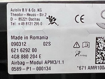 Palubní deska černá 24A airbagy řj pásy Audi A6 C7 4G 2012 - 2