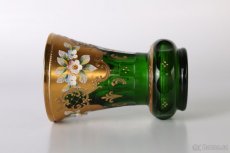 Smaltovaná váza, pozlacená, zelená, masivní - 2