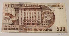 Bankovka 500 schilling z roku 1985 - 2