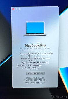 MacBook Pro 13” 2018/8GB RAM/Intel i5/256GB SSD/ Záruka - 2