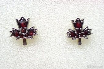České granáty - Náušnice - Ag 900/1000 - punc - 2
