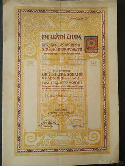 Dlužní úpis Sdružení výtvar. umělců na stavbu, Hodonín 1911 - 2