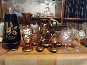 Sklo váza skleničky zdobene - 2