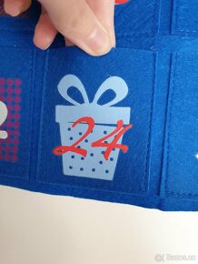 Adventní kalendář vánoční textilní modrý Vánoce - 2