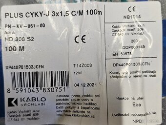 el.kabel cyky J 3x 1,5mm - cca 50m - 10 kč/m - 2