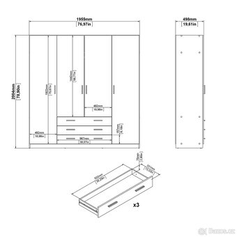 Prodám prostornou šatní skříň – 195,5 × 200,4 × 49,8 cm - 2