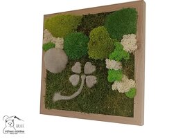 Mechový obraz s dekorací -čtyřlístek štěně - 2
