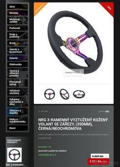 Sportovní volant NRG + šroubky races neochrome - 2