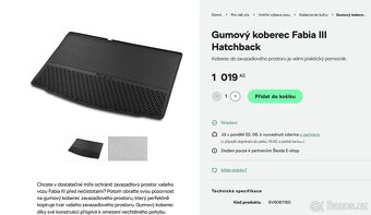Škoda Fabia 3 gumová vana, rohož do kufru - 2