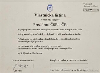 Kompletní sada "Prezidenti ČSR a ČR" - 2