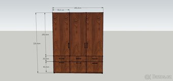 Skříň 180×220×60 cm – masivní dýha buk, olej BIOFA Nuss Brau - 2