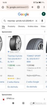 Prodám 2 ks nové pneu značky Tracmax -privilo tx3 225/45 r17 - 2