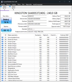 đźź© SSD Kingston SA400 240 GB – 76 % zdravĂ, plnÄ› funkÄŤnĂ - 2