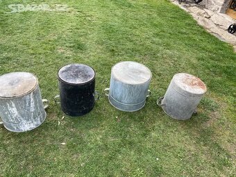 Stare plechove nadoby, pozinkovany hrnec, hrnce - 2