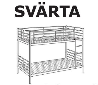 Kovová dvoupatrová postel IKEA 90x200cm-Bílá,včetně matrací - 2
