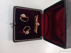 Luxusní zlatá souprava-zlato14k,opály,perly - 2