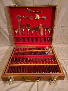 Dvoupatrová příborová sada (mosaz a týkové dřevo) - 2