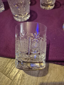 Broušená karafa , 6 brouš. skleniček na whisky,Bohemia Cryst - 2