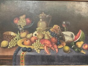 Obraz "Zátiší s kachnou a ovocem" Josef Vyjídáček 112x83cm - 2