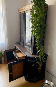Masivní dřevěná knihovna / vitrína – vintage styl - 2