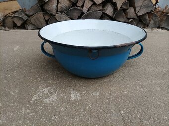 Smaltovaný modrý vandlík, průměr 37 cm - 2