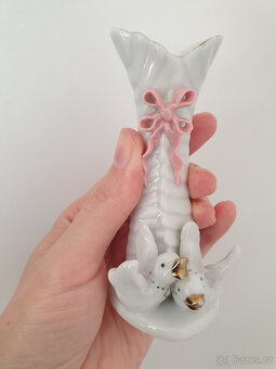 Retro dekorace romantická vázička holubičky ptáčci - 2