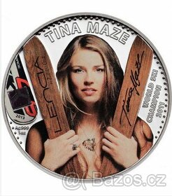 Strieborá minca TINA MAZE World Ski Champion 5$ Cook Islands - 2
