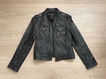 Dámská kožená bunda KARA tm. hnědá vel. 36 - 2