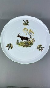 Myslivecký podnos na dort, myslivecký porcelán - 2