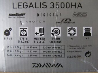 Daiwa Legalis 3500HA kovový naviják nový + náhr.cívka - 2