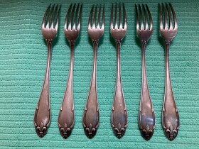 Luxusní starožitný příbor zn. AWS WELLNER - 6 párů - 2