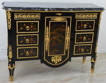 Zámecká malovaná komoda s mramorovou deskou-145 cm - 2