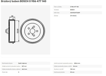 Brzdové bubny BOSCH 0 986 477 140 - 2