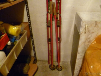 Retro sjezdové lyže ARTIS + hůlky - 2