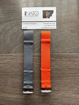 2x NATO Esprit 21 mm šedý a oranžový (na Rolex, Omega...) - 2