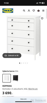 Koppang komoda bílá - 5 zásuvek - 2