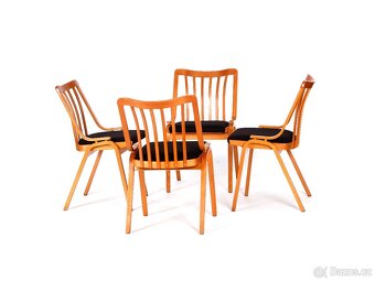 Retro židle TON Holešov, nové čalounění, 4 kusy. - 2