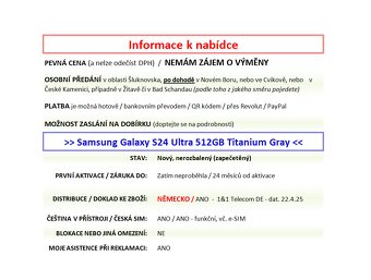 Samsung Galaxy S24 Ultra 512GB šedý NOVÝ NEROZBALENÝ - 2