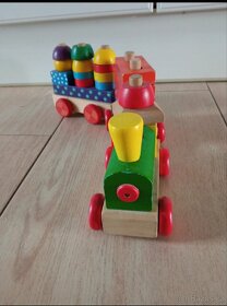 Dřevěný hrající didaktický skládací vláček WOODY - 2