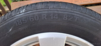 Sada alu kol vw + letní pneu Continental 185/60 R14 82T - 2