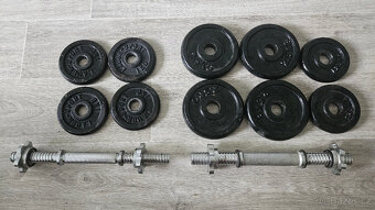 Prodám dvě jednoručky – jednoruční činky – 5,5 kg a 14,5 kg, - 2