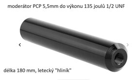 Moderátor zvuku PCP 180 mm 135 J 5,5 až 6,35mm 1/2 UNF - 2