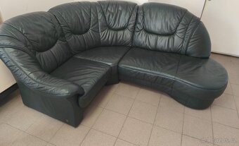 Kožená rohová sedací souprava - TOP STAV - 2