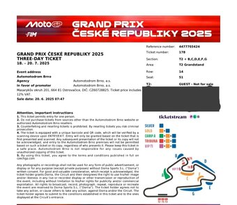 2x vstupenka Moto GP Brno - 2