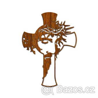Vyřezávaný dřevěný kříž Ježíš Kristus - 2