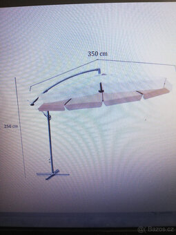 Slunečník s boční nohou 350 cm + závaží NOVÉ vše nepoužité - 2