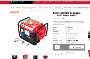 Elektrocentrála,generátor 1500 W 2700kč,nerozbalená,faktura - 2
